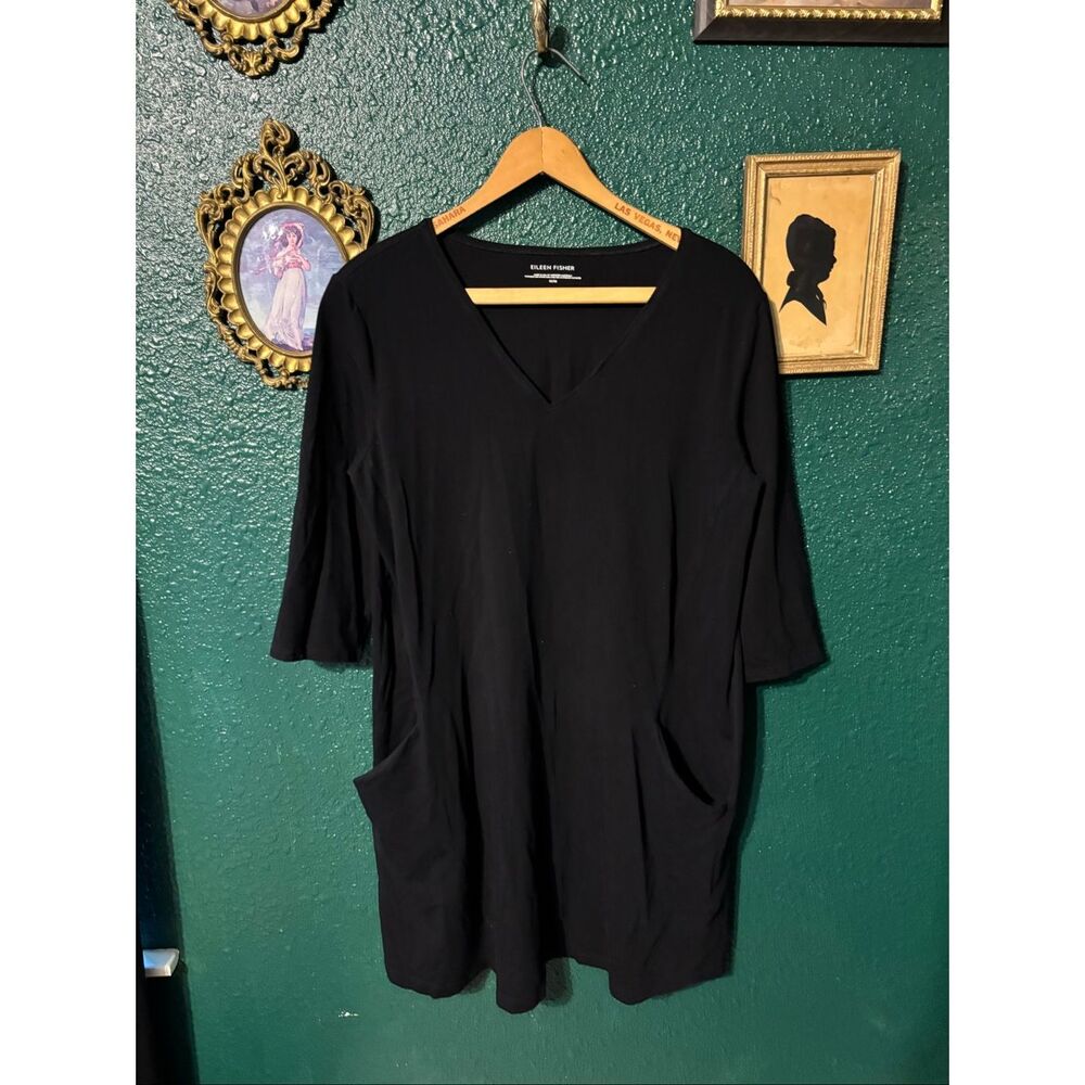 Eileen Fisher Black Dress Size Medium Pockets